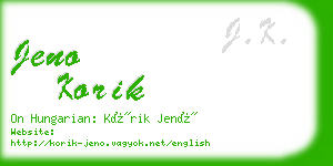 jeno korik business card